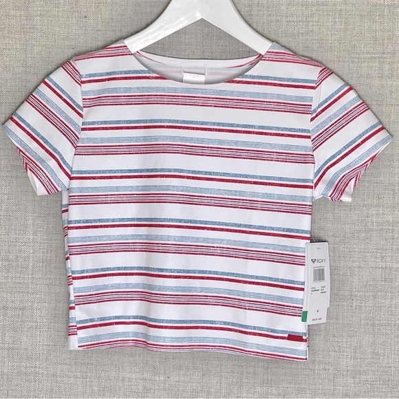 ROXY 2 Piece Bathing Suit Top Tee Bikini Bottom UPF 50+ Fabric Junior's Medium - Picture 3 of 16